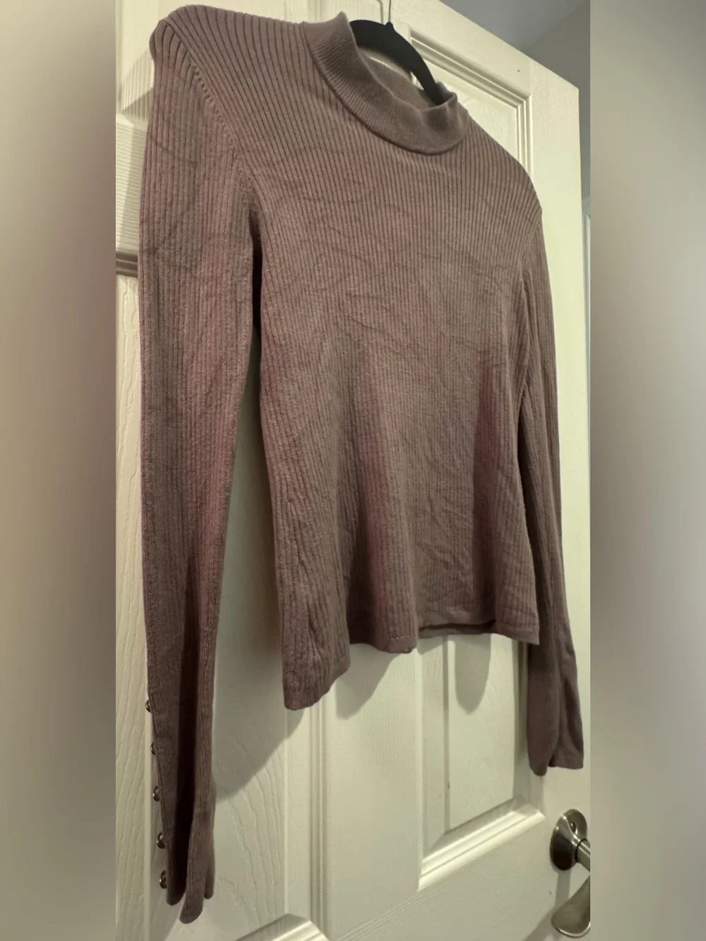 Guess Ribbed Mock Neck Sweater in Mauve-Taupe